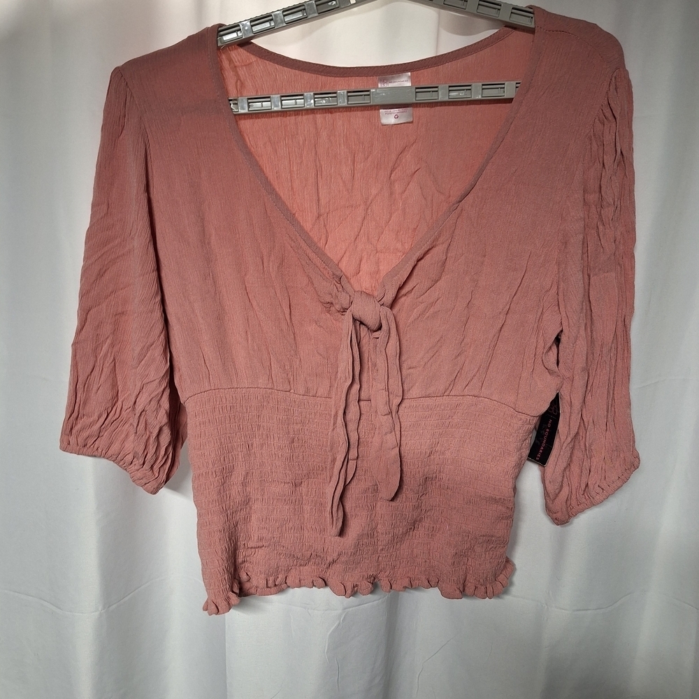 No Boundaries Blush Tie-Front Blouse